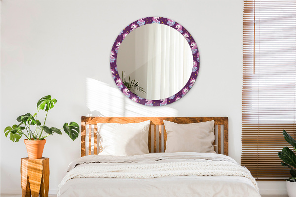 Rund spegel med tryck Enhörningsstjärnor