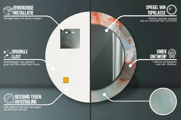 Rund spegel med tryck Onyxkulor