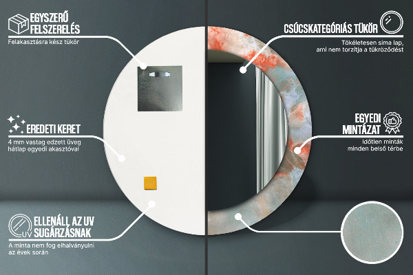 Rund spegel med tryck Onyxkulor