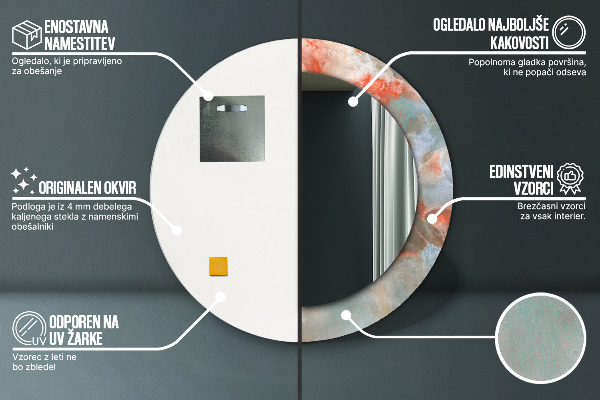 Rund spegel med tryck Onyxkulor