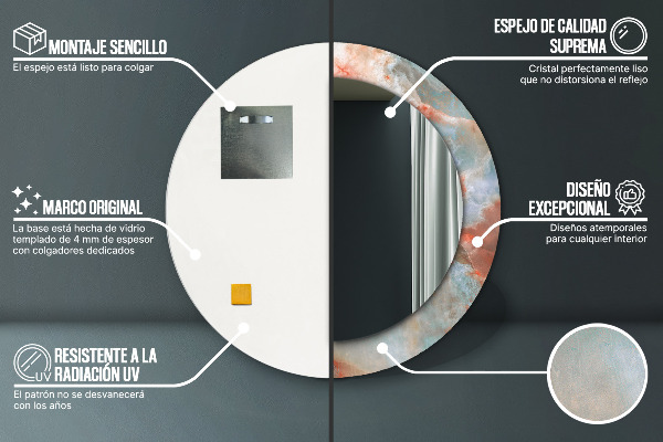 Rund spegel med tryck Onyxkulor