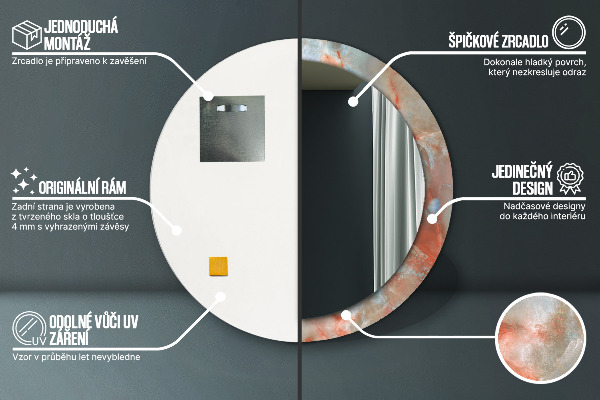 Rund spegel med tryck Onyxkulor
