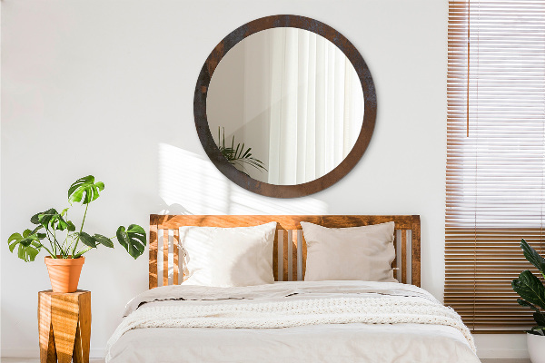 Rund spegel med tryck Metallisk rustik