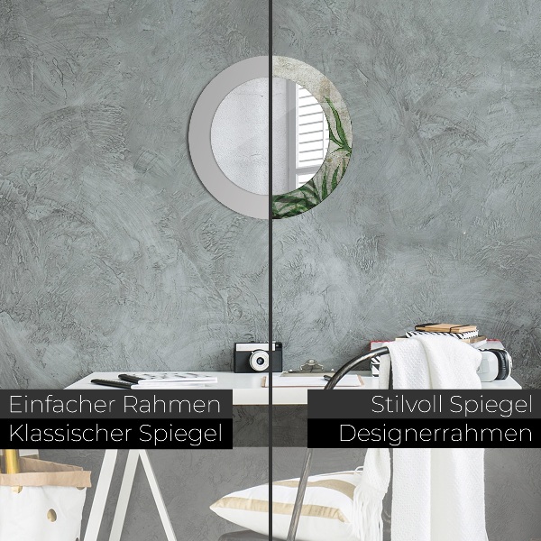 Rund spegel med tryck Ormbunksblad