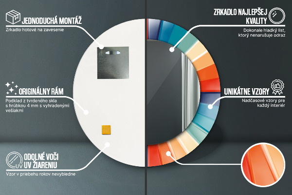 Rund spegel med tryck Radiella koncentriska ränder