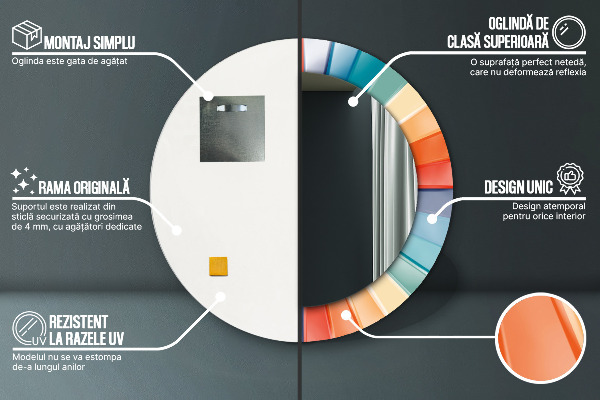 Rund spegel med tryck Radiella koncentriska ränder