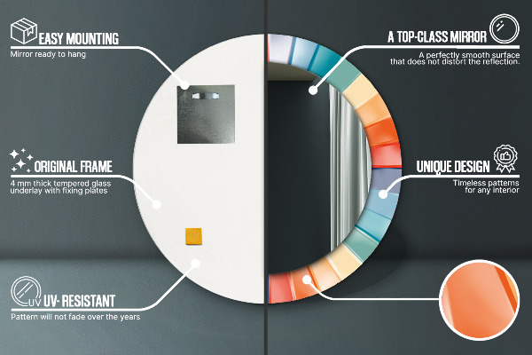 Rund spegel med tryck Radiella koncentriska ränder