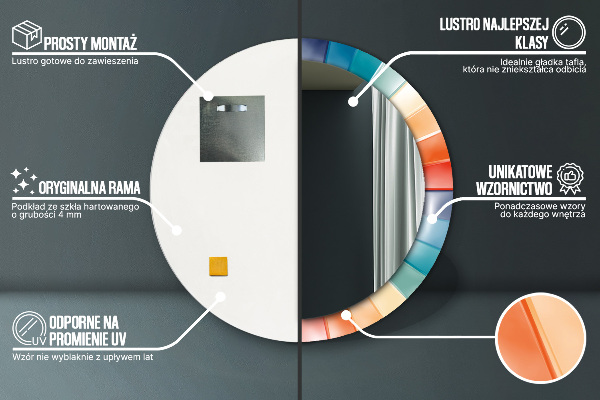 Rund spegel med tryck Radiella koncentriska ränder