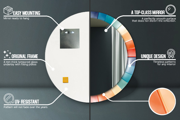 Rund spegel med tryck Radiella koncentriska ränder