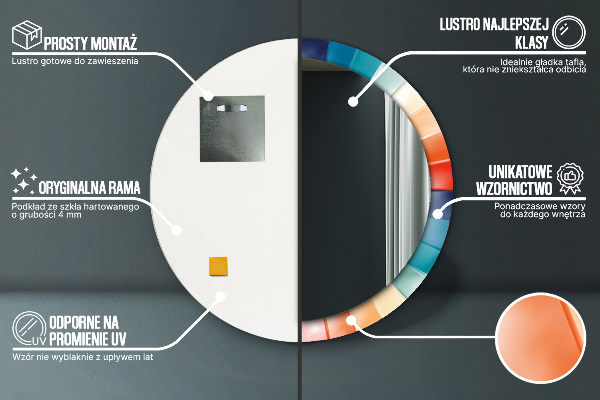 Rund spegel med tryck Radiella koncentriska ränder