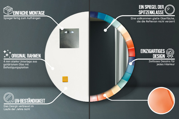 Rund spegel med tryck Radiella koncentriska ränder
