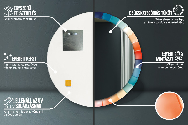 Rund spegel med tryck Radiella koncentriska ränder