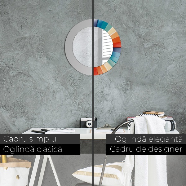 Rund spegel med tryck Radiella koncentriska ränder