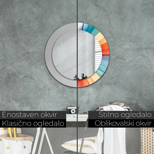 Rund spegel med tryck Radiella koncentriska ränder