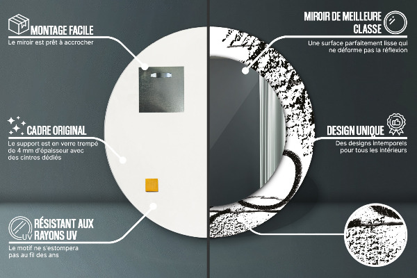 Rund spegel med tryck Graffiti mönster