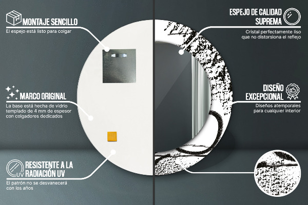 Rund spegel med tryck Graffiti mönster