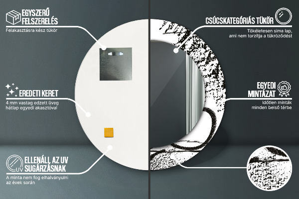Rund spegel med tryck Graffiti mönster