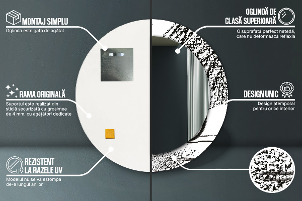Rund spegel med tryck Graffiti mönster