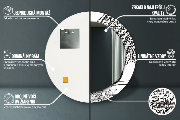 Rund spegel med tryck Graffiti mönster