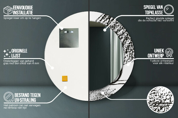 Rund spegel med tryck Graffiti mönster