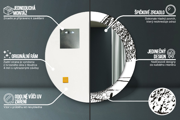 Rund spegel med tryck Graffiti mönster