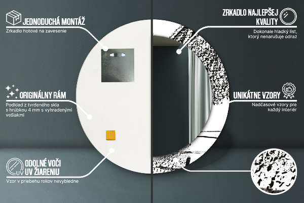 Rund spegel med tryck Graffiti mönster