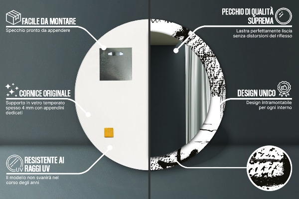 Rund spegel med tryck Graffiti mönster