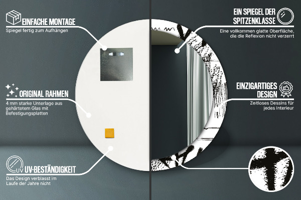 Rund spegel med tryck Graffiti mönster