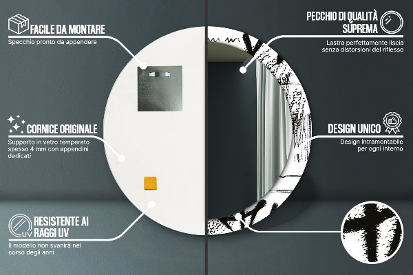 Rund spegel med tryck Graffiti mönster
