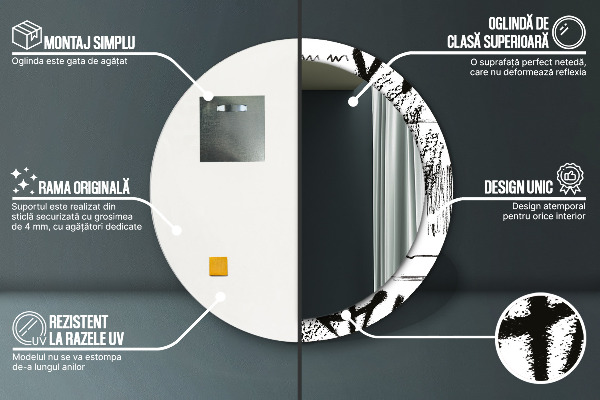 Rund spegel med tryck Graffiti mönster