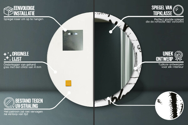 Rund spegel med tryck Graffiti mönster