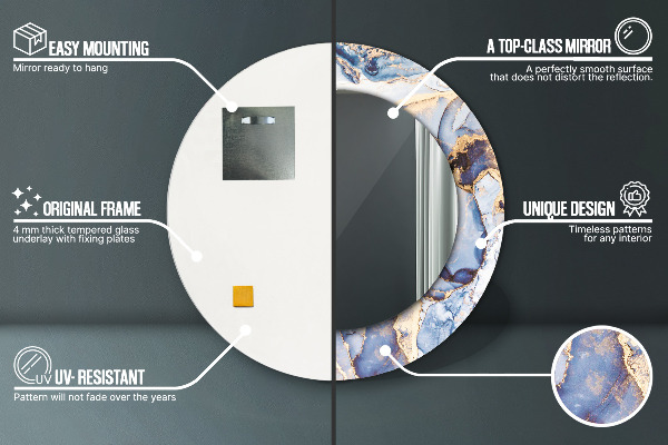 Rund spegel med tryck Abstrakt flytande konst