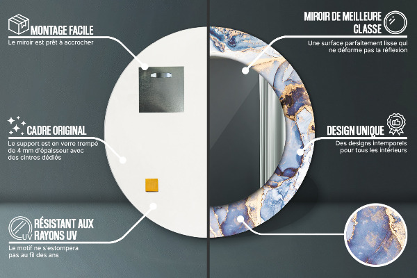 Rund spegel med tryck Abstrakt flytande konst