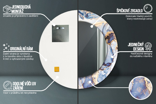 Rund spegel med tryck Abstrakt flytande konst