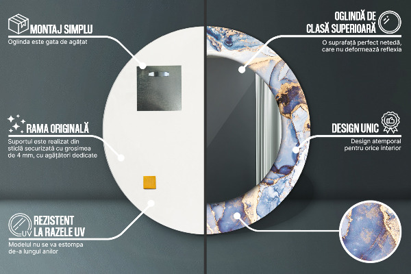 Rund spegel med tryck Abstrakt flytande konst