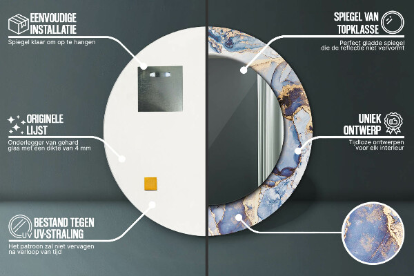 Rund spegel med tryck Abstrakt flytande konst