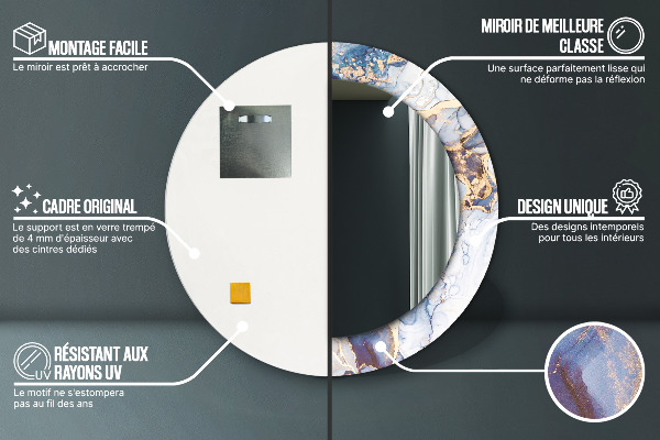 Rund spegel med tryck Abstrakt flytande konst