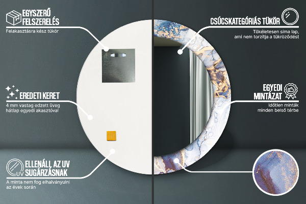 Rund spegel med tryck Abstrakt flytande konst