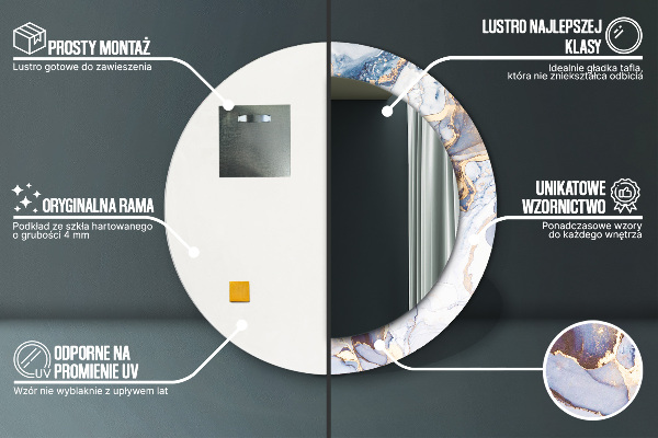 Rund spegel med tryck Abstrakt flytande konst