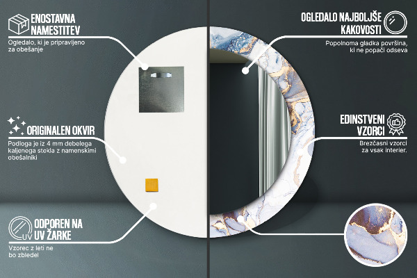 Rund spegel med tryck Abstrakt flytande konst