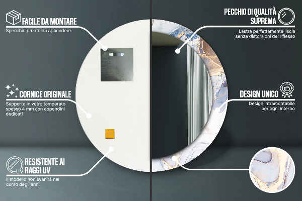 Rund spegel med tryck Abstrakt flytande konst