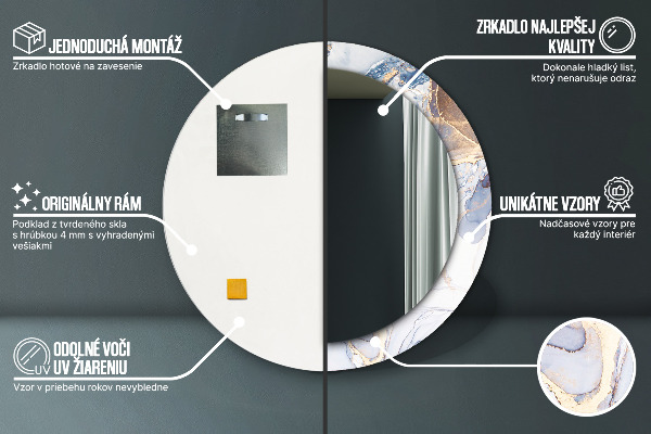 Rund spegel med tryck Abstrakt flytande konst