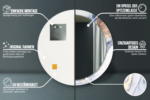 Rund spegel med tryck Abstrakt flytande konst