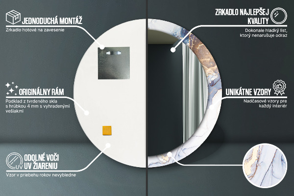 Rund spegel med tryck Abstrakt flytande konst