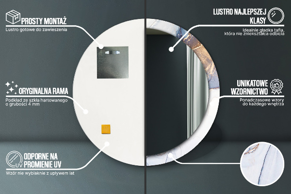 Rund spegel med tryck Abstrakt flytande konst