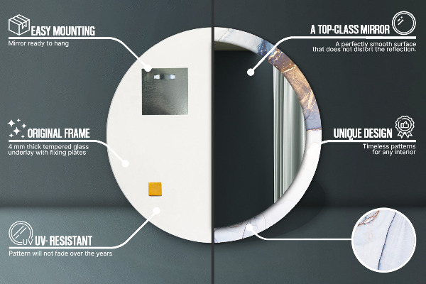 Rund spegel med tryck Abstrakt flytande konst