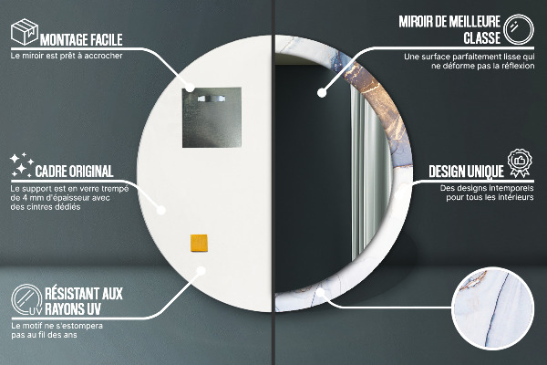 Rund spegel med tryck Abstrakt flytande konst
