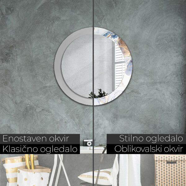 Rund spegel med tryck Abstrakt flytande konst