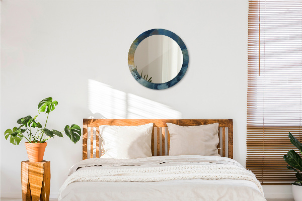 Rund spegel med tryck Onyx marmor