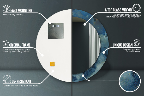 Rund spegel med tryck Onyx marmor